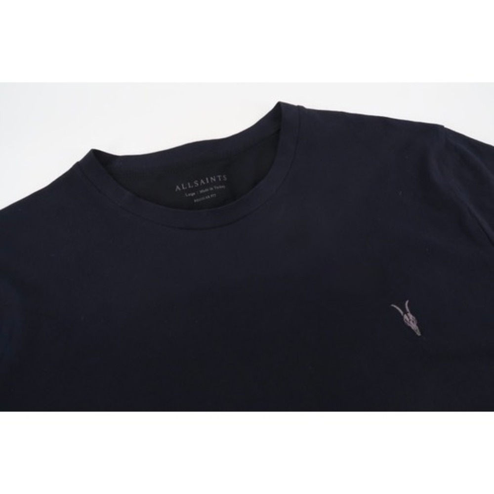 AllSaints Brace Tonic Crew T-Shirt Mens Large Black Ramskull Logo Tee Cotton